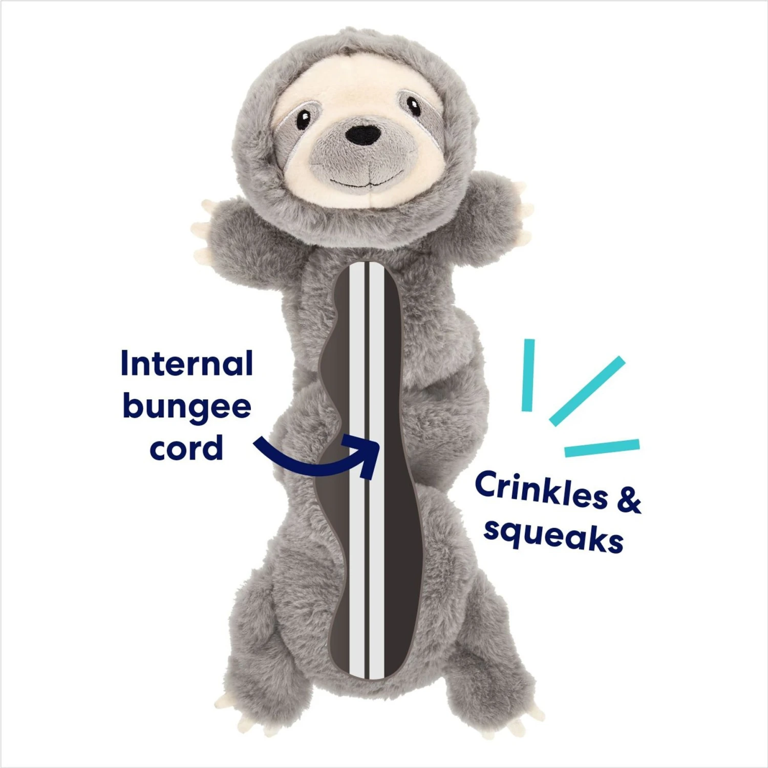 Frisco Sloth Bungee Plush Squeaky Dog Toy - Image 3
