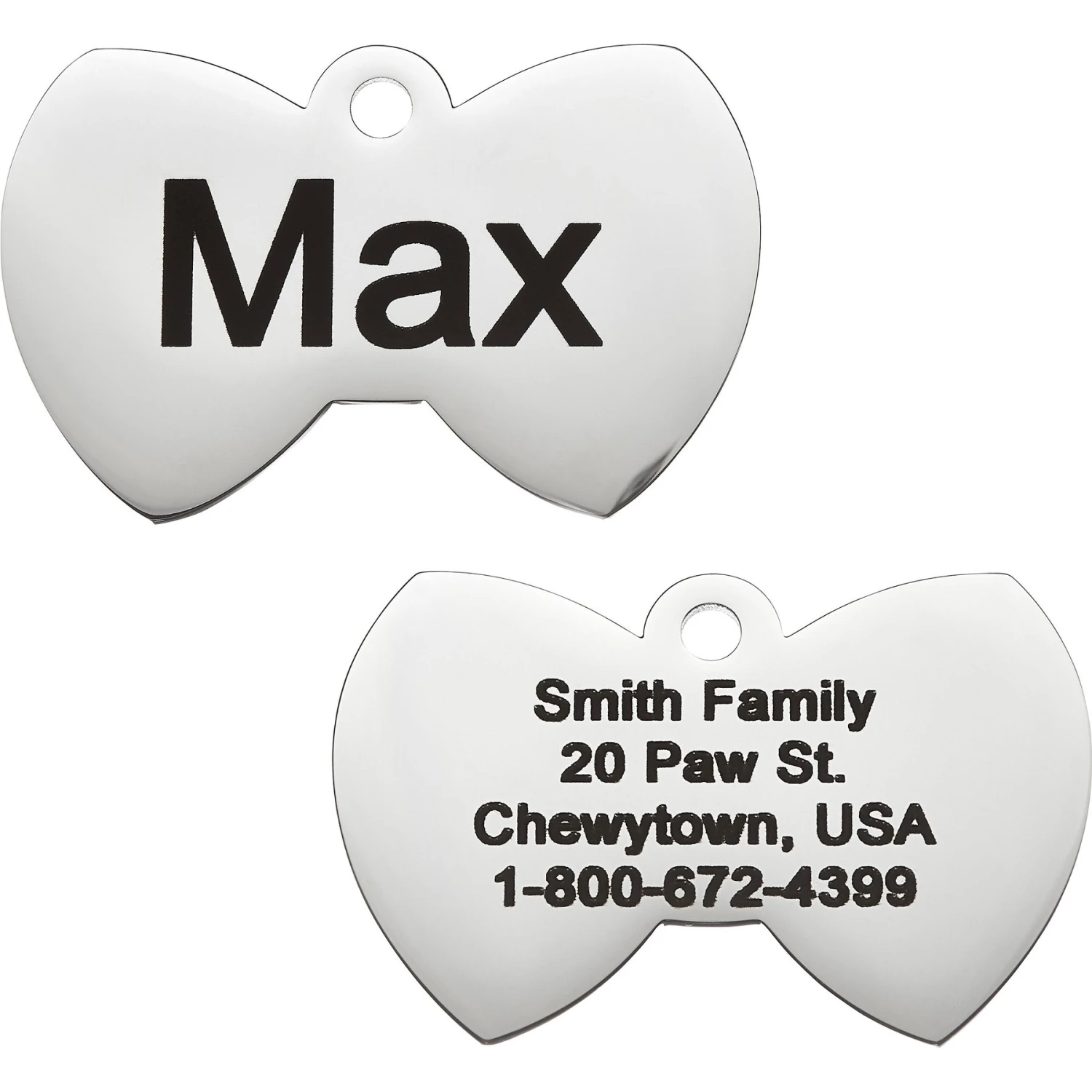 Frisco Stainless Steel Personalized Dog & Cat ID Tag, Bow Tie