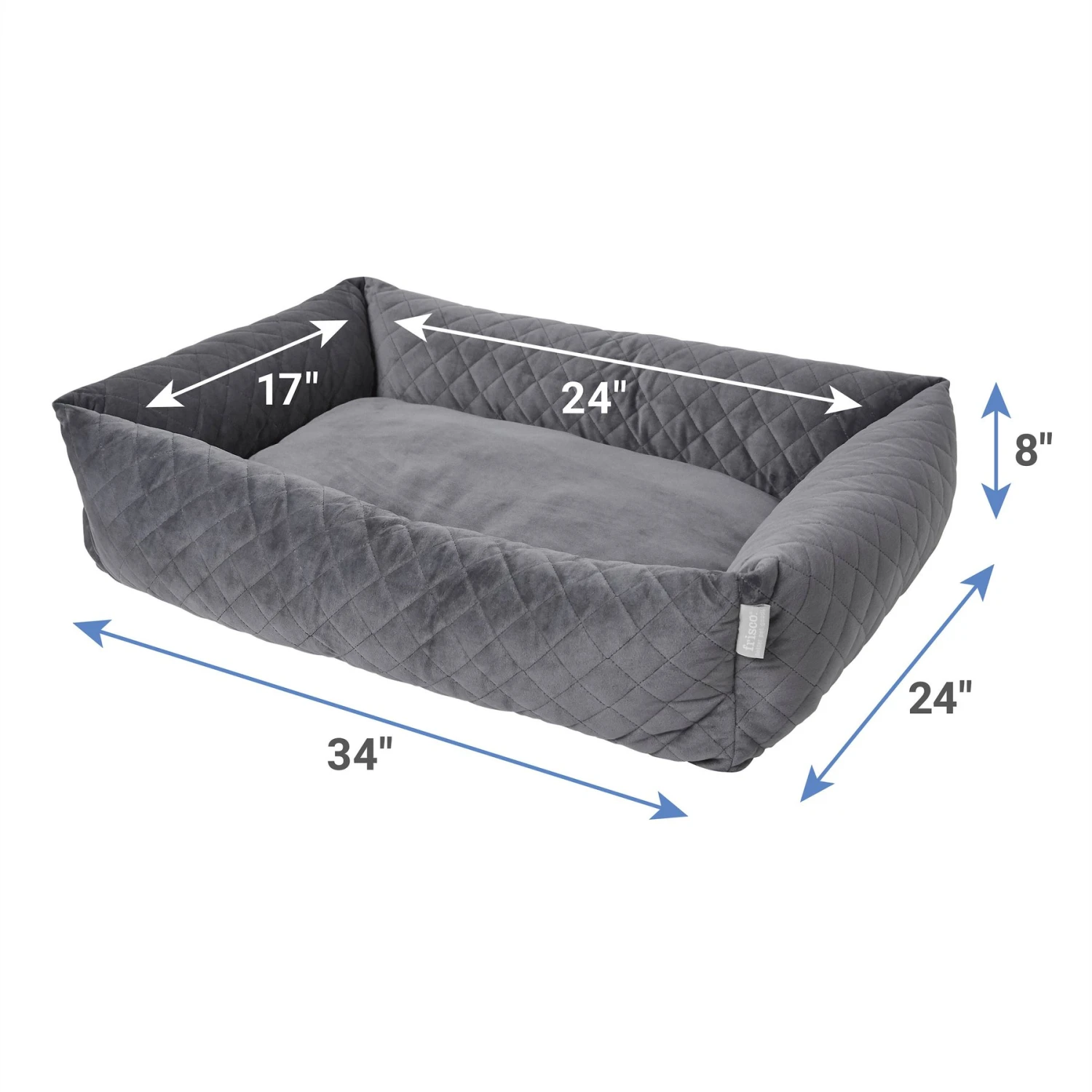 Frisco Velvet Rectangular Bolster Cat & Dog Bed - Image 2