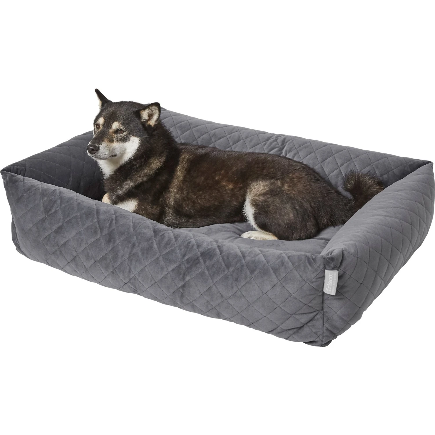 Frisco Velvet Rectangular Bolster Cat & Dog Bed - Image 3