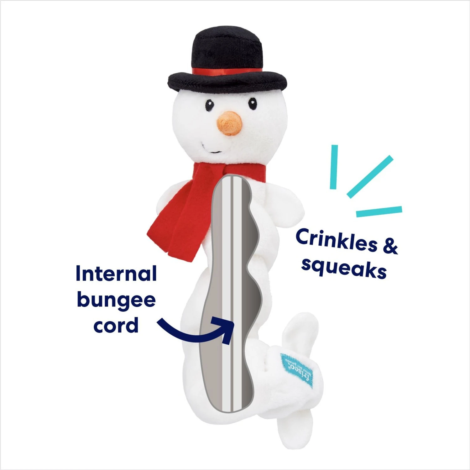 Frisco Holiday Snowman Bungee Plush Squeaky Dog Toy - Image 3