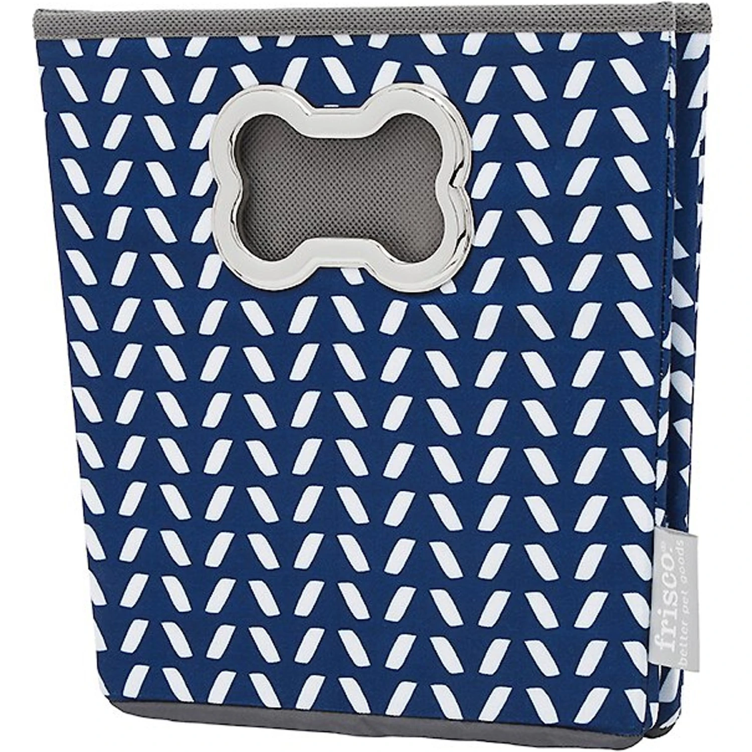 Frisco Rectangle Collapsible Pet Toy Storage Bin, Navy Herringbone - Image 2