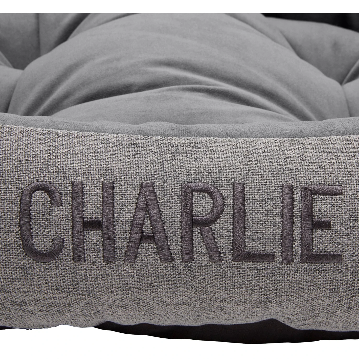 Frisco Rectangular Personalized Bolster Dog Bed W/Removable Cover, Dark Gray, X-Large - Image 4
