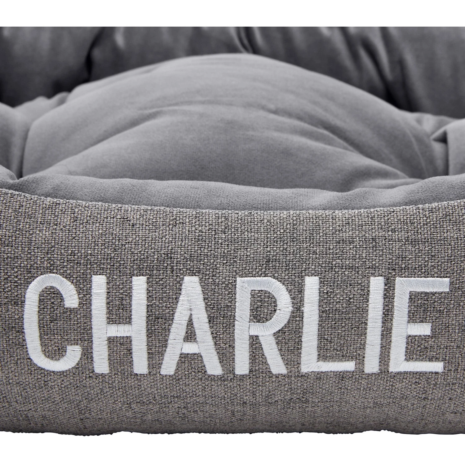 Frisco Rectangular Personalized Bolster Dog Bed W/Removable Cover, Dark Gray, X-Large - Image 5