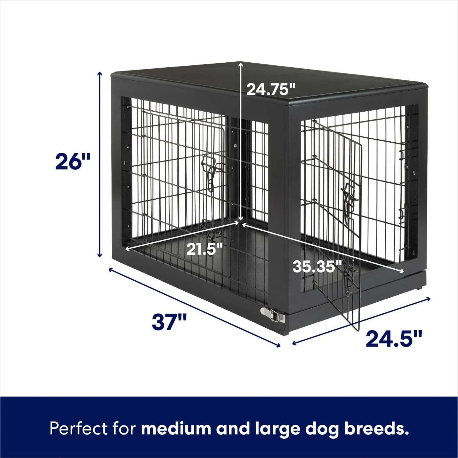 Frisco Double Door Furniture Style Dog Crate, Black - Image 2