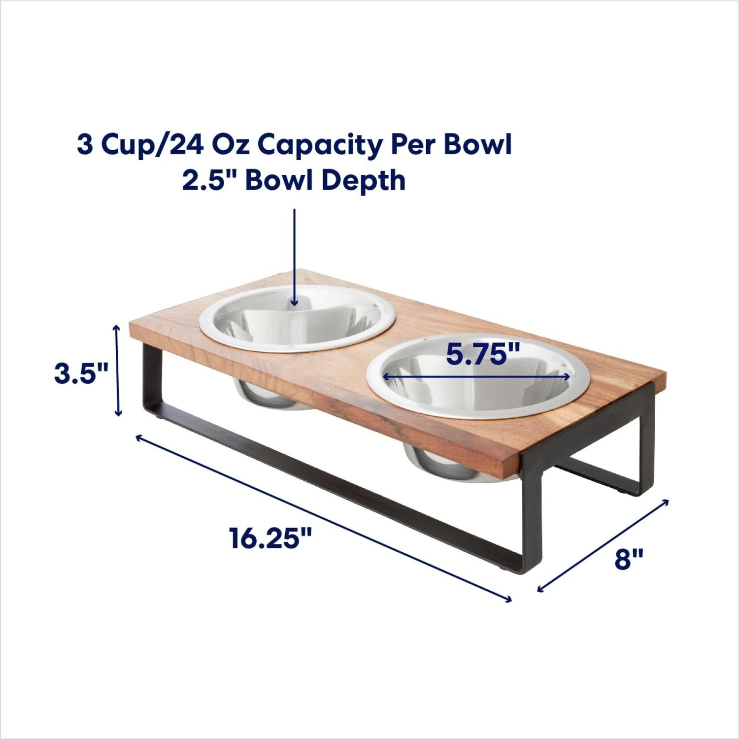 Frisco Wood Elevated Non-Skid Stainless Steel Double Diner Dog & Cat Bowl - Image 2