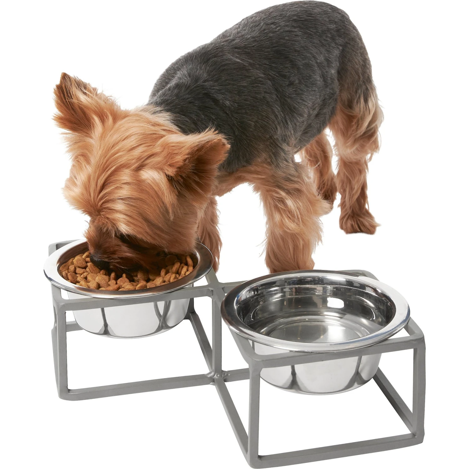 Frisco Elevated Diamond Stainless Steel Double Diner Dog & Cat Bowl