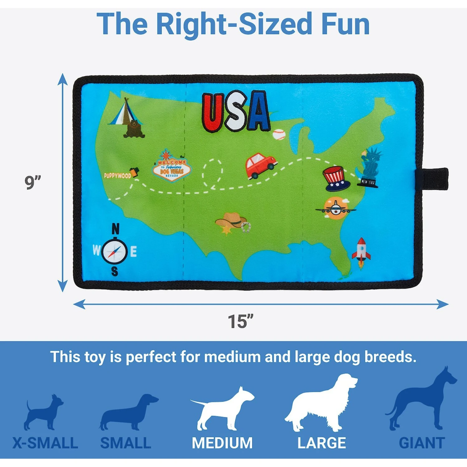 Frisco Road Trip Foldable Map Flat Plush Squeaky Dog Toy - Image 2