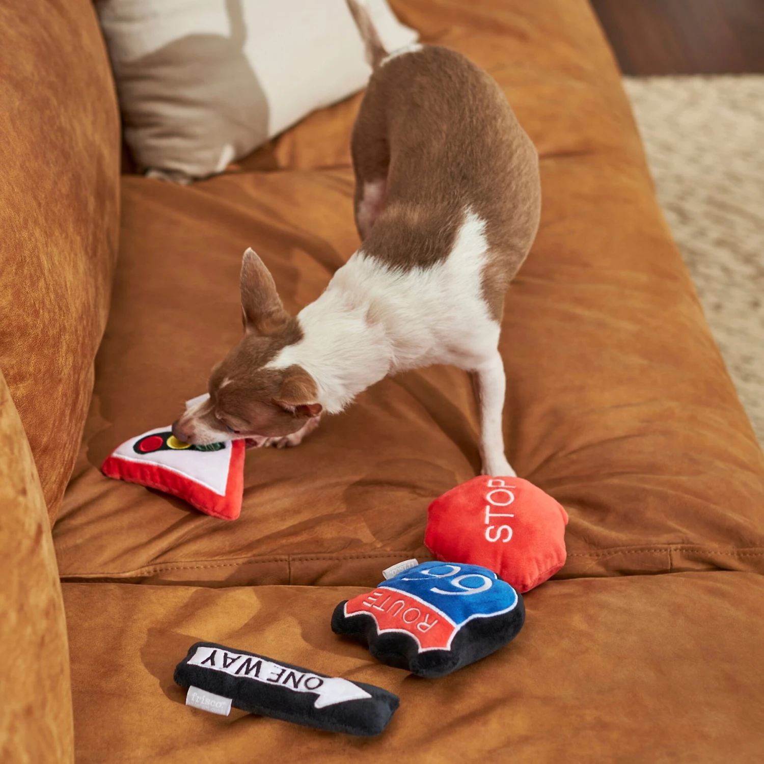 Frisco Road Trip Traffic Signs Plush Squeaky Dog Toy, 4 Count - Image 3