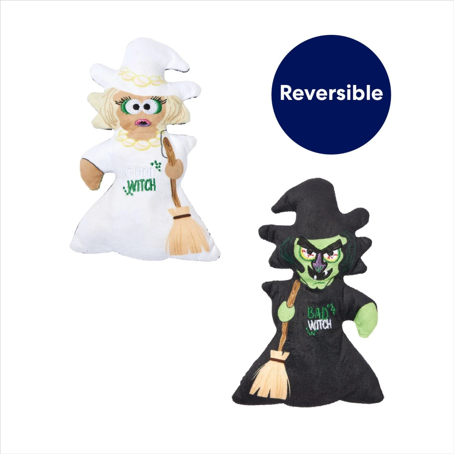 Frisco Halloween Good Witch, Bad Witch Reversible Plush Squeaky Dog Toy - Image 3