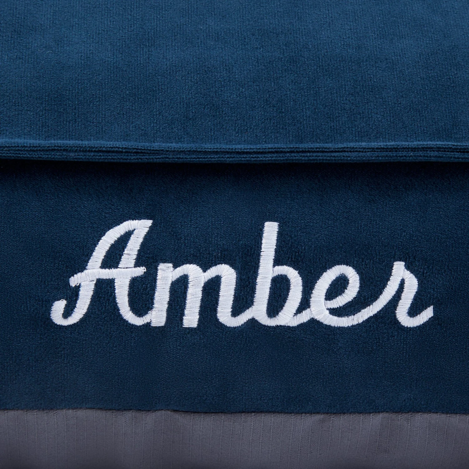 Frisco Personalized Navy Bolstered Bed With Navy Check Bolster, X-Large - Image 3