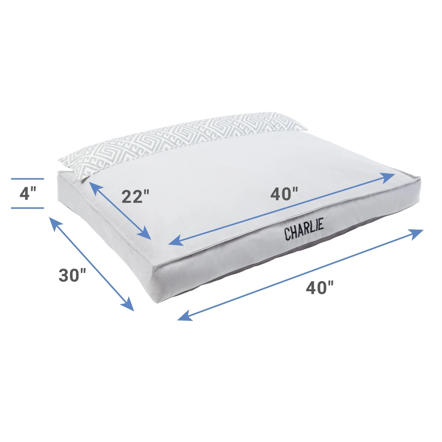 Frisco Personalized Silver Bolstered Bed With Silver Check Bolster, X-Large - Image 2