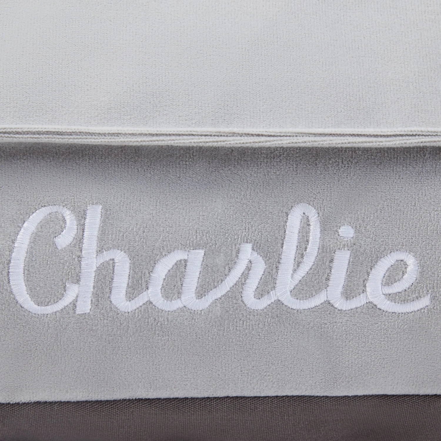 Frisco Personalized Silver Bolstered Bed With Silver Check Bolster, X-Large - Image 3