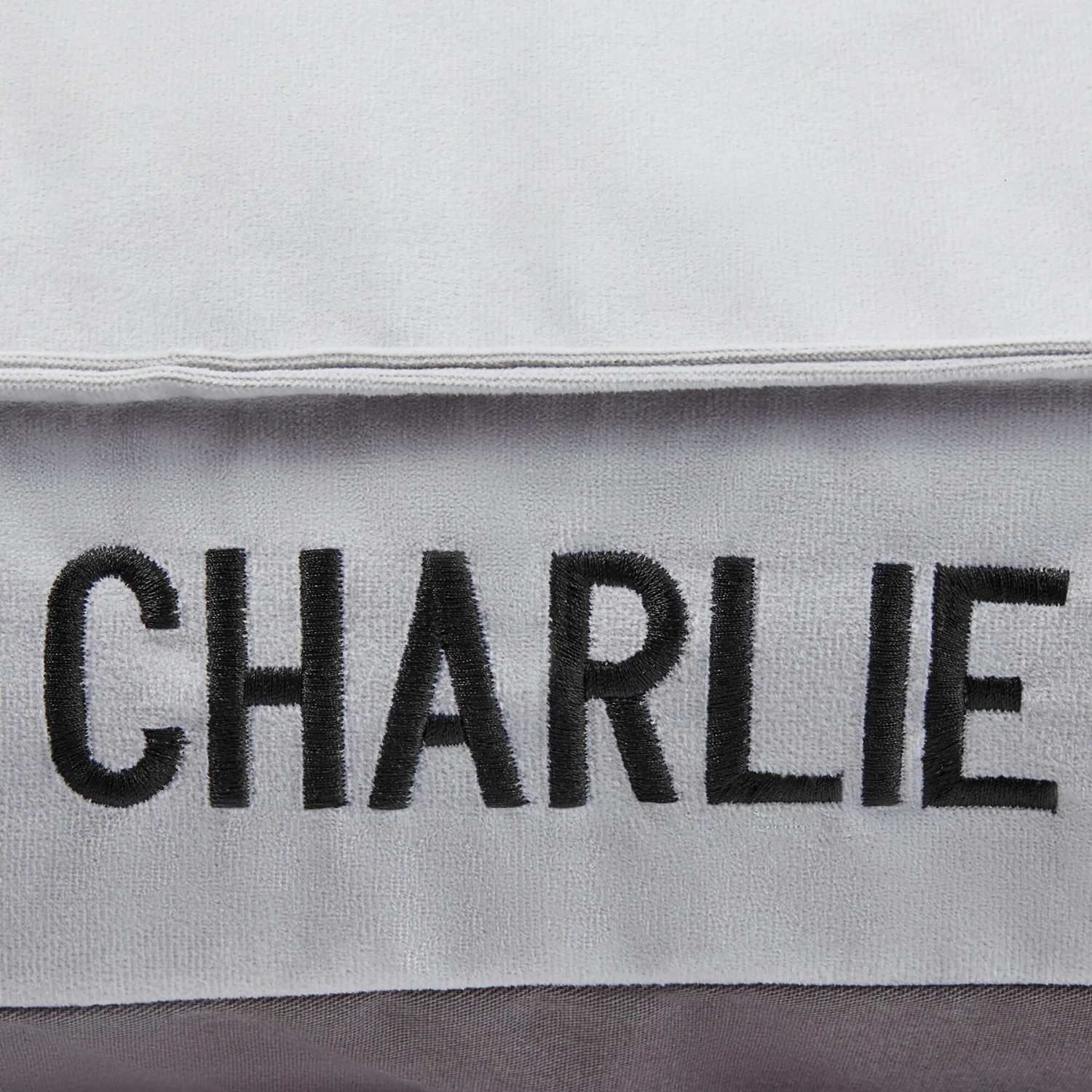 Frisco Personalized Silver Bolstered Bed With Silver Check Bolster, X-Large - Image 4