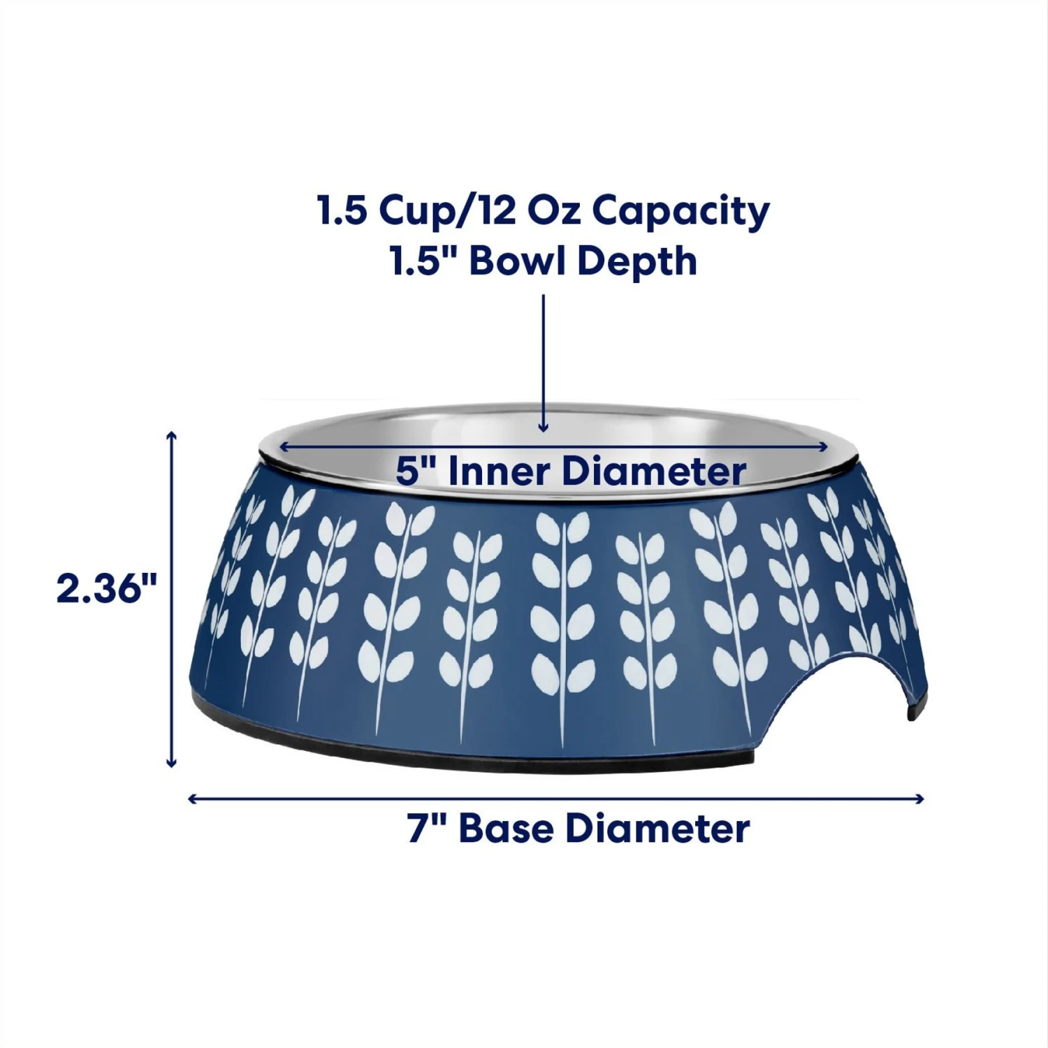 Frisco Leaf Design Stainless Steel Dog & Cat Bowl - Image 2
