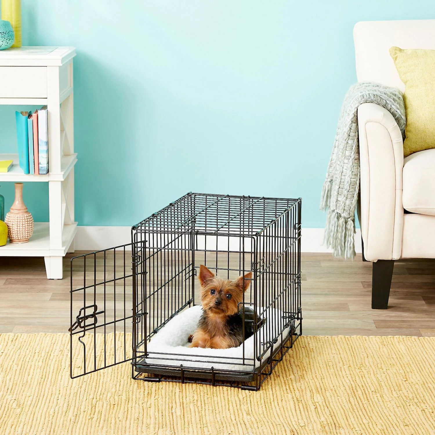 Frisco Eyelash Orthopedic Dog Crate Mat & Frisco Fold & Carry Single Door Collapsible Wire Dog Crate - Image 9