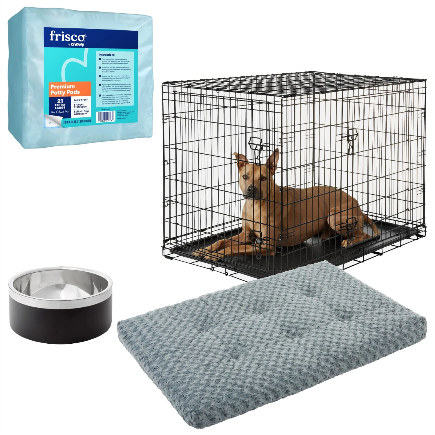 Frisco Insulated Two-Toned Non-Skid Stainless Steel Dog & Cat Bowl + 3 Items