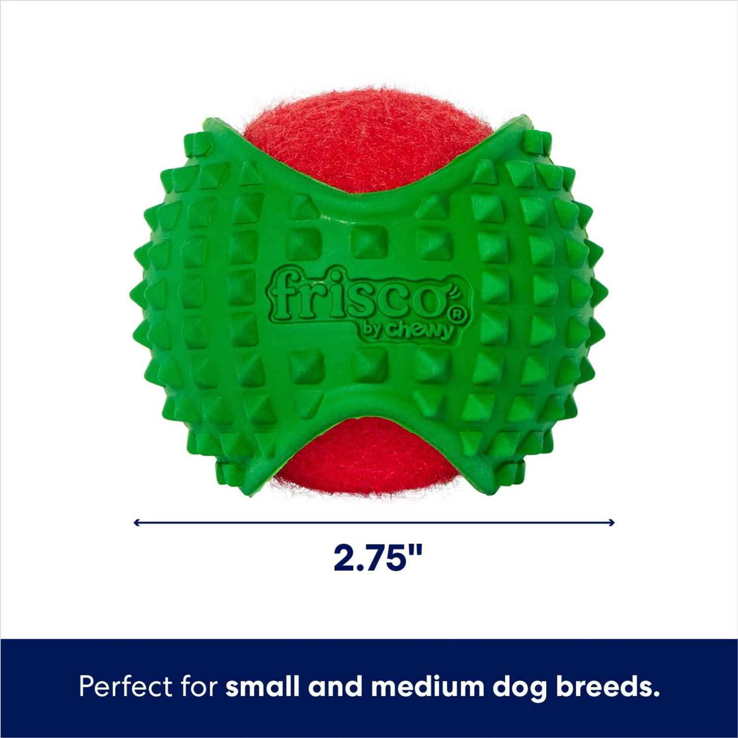 Frisco Holiday Fetch Squeaky Tennis Ball With Rubber Sleeve Dog Toy - Image 2