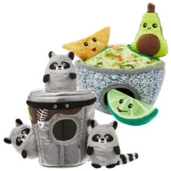Frisco Trash Can & Raccoons Hide & Seek Puzzle Plush Squeaky Dog Toy & Frisco Guacamole Hide & Seek Puzzle Plush Squeaky Dog Toy